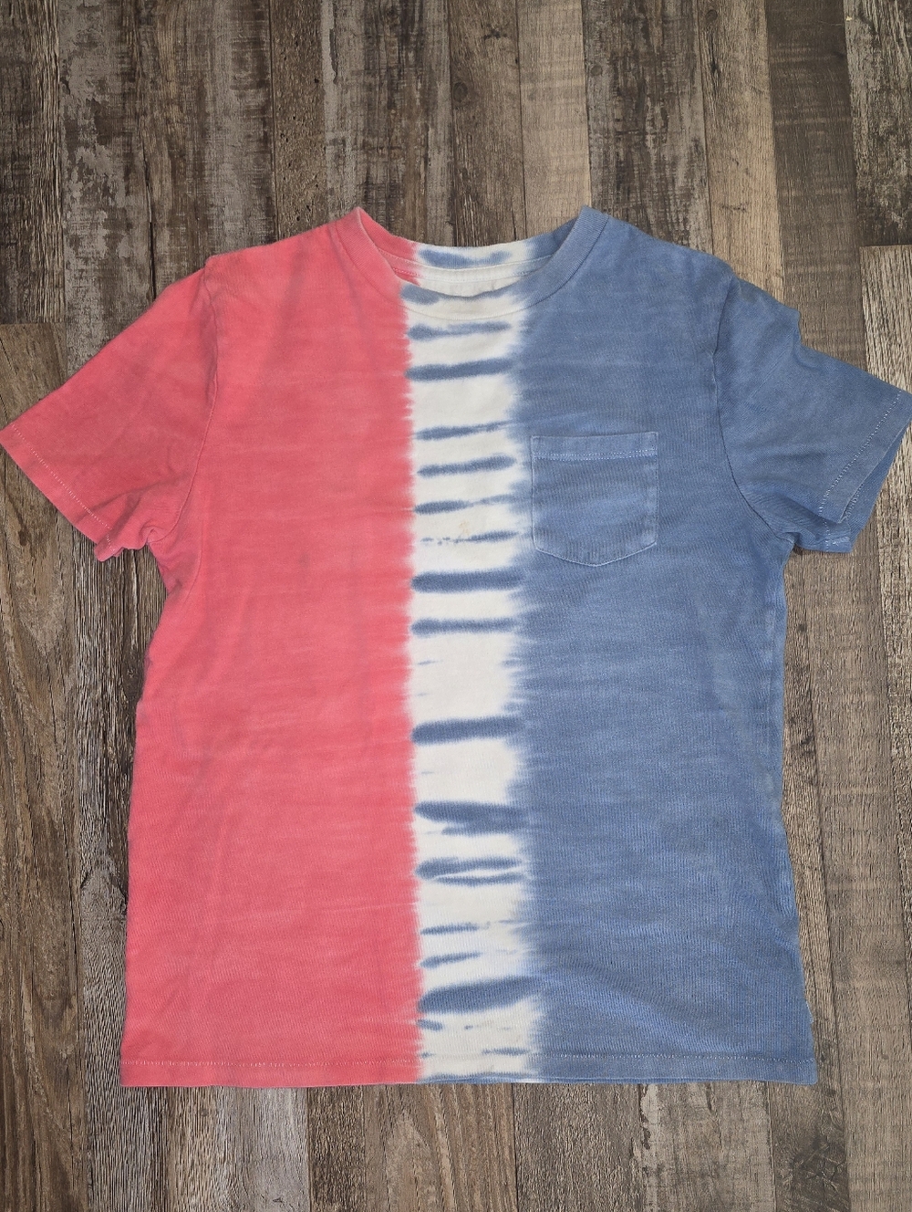 Gap Boys Tie-Dye Pocket T-Shirt - Pink Red White & Blue Size: XL (12)